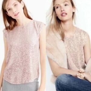 J. Crew Sleeveless Sequin Top Blouse Size 10 Beige Blush Sparkle